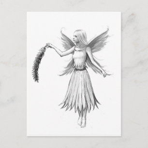 Carte Postale Fée de saule de pleur avec le chaton