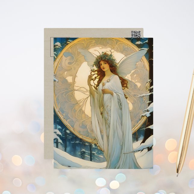 Carte Postale fée d'hiver -carte postale artisanale (Créateur téléchargé)