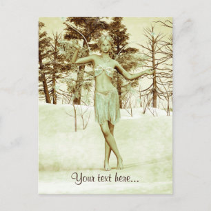Carte Postale Fée d'hiver dans l'art de fantaisie de forêt ennei