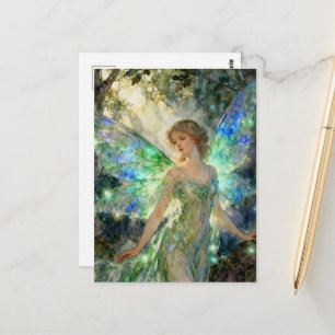 Carte Postale Fée en robe verte
