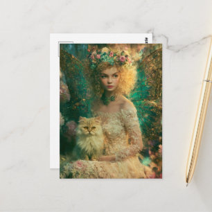 Carte Postale Fée et chat