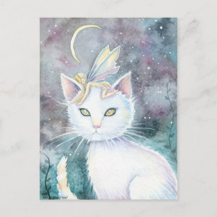 Carte postale Fée et chat de Silver Moon
