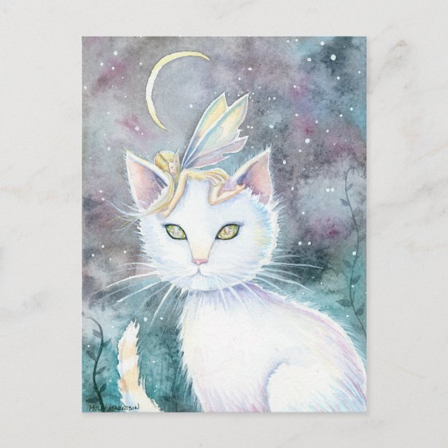 Carte postale Fée et chat de Silver Moon (Devant)