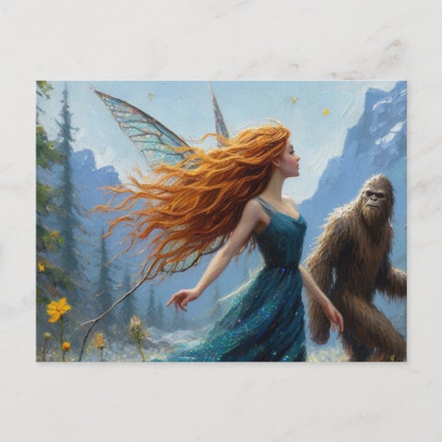 Carte Postale Fée et Sasquatch lors d'un voyage en Randonnée dan (Devant)