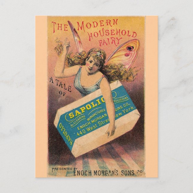 Carte Postale Fée et savon vintage (Devant)