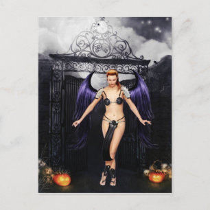 Carte Postale Fée Halloween d'un ange déchu