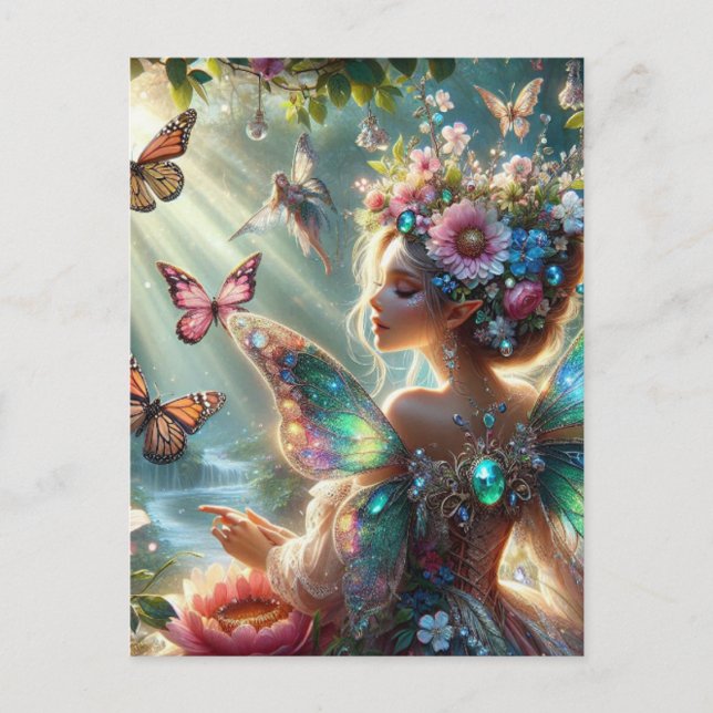 Carte Postale Fée papillon (Devant)