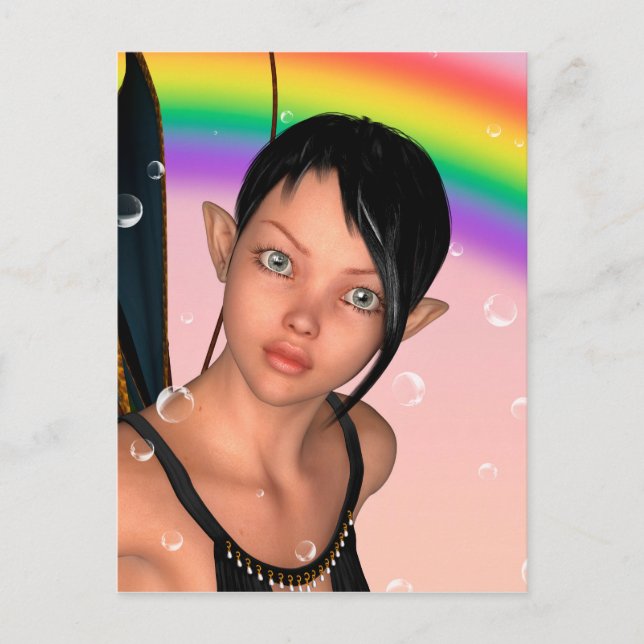 Carte Postale Fée sous arc-en-ciel (Devant)