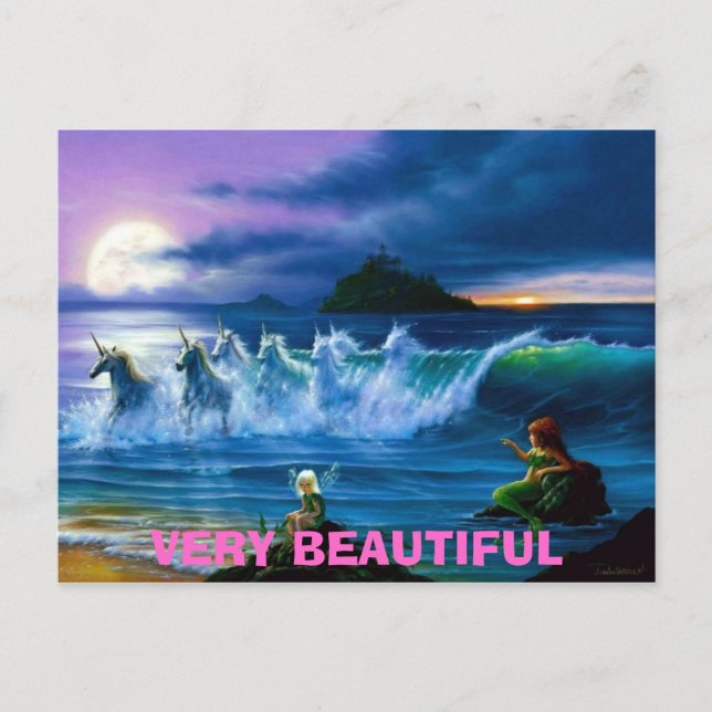 Carte Postale fées-sirènes-et-licornes, TRÈS BEAU (Devant)