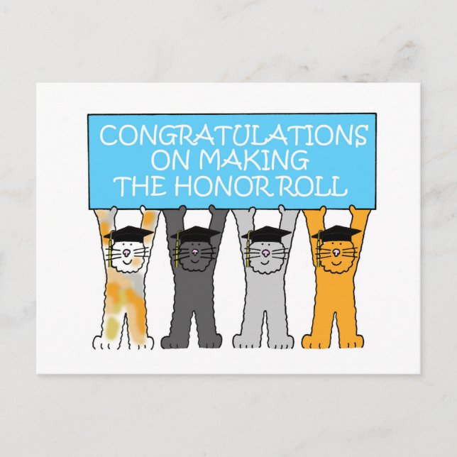 Carte Postale Félicitations à l'honneur Roll Cartoon Cats (Devant)