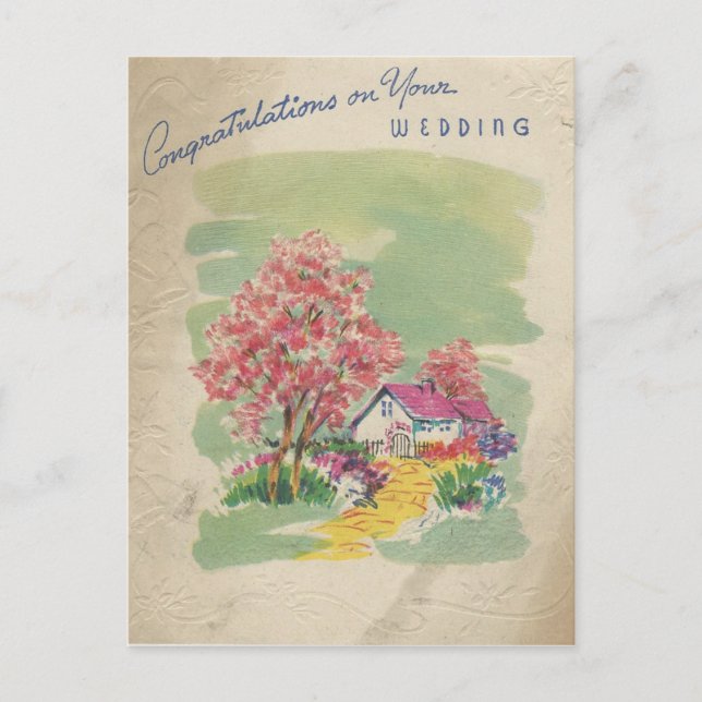 Carte Postale Félicitations au mariage vintage (Devant)