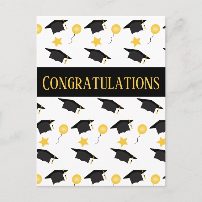 Carte Postale Félicitations Ballons de graduation Casquette Moti (Devant)