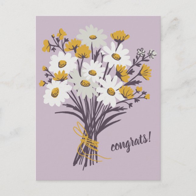 Carte Postale FÉLICITATIONS Bouquet de fleurs Daisy Mignon Perso (Devant)