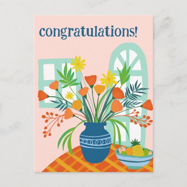 Carte Postale FÉLICITATIONS Bouquet floral mignon Fun Custom (Devant)