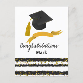 Carte Postale Félicitations Confettis de remise de diplôme noir