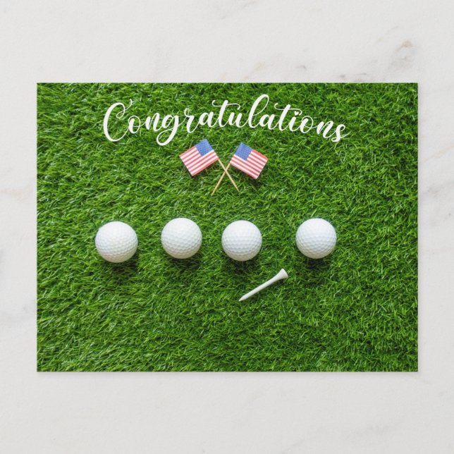 Carte Postale Félicitations de golf pour un golfeur américain av (Devant)