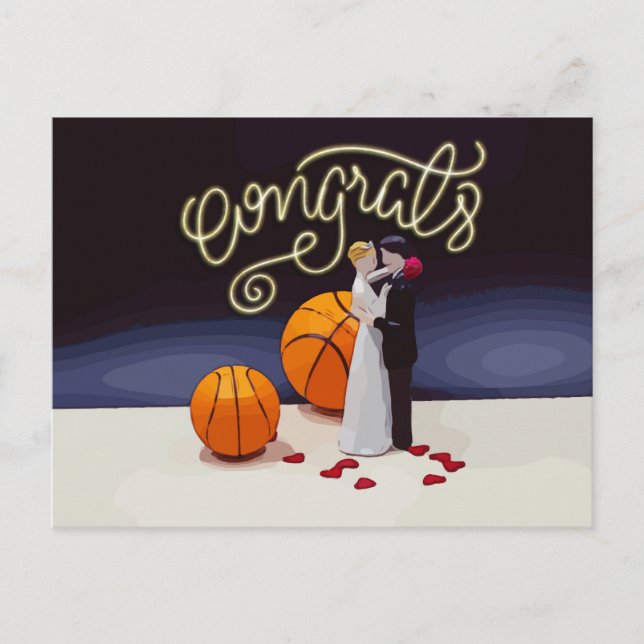 Carte Postale Félicitations de mariage de basketball  (Devant)