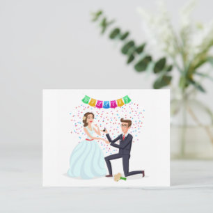 Carte Postale Félicitations de mariage de dessin animé mignon Pr