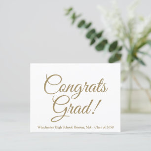 Carte Postale Félicitations diplômé école d'or promotion année é