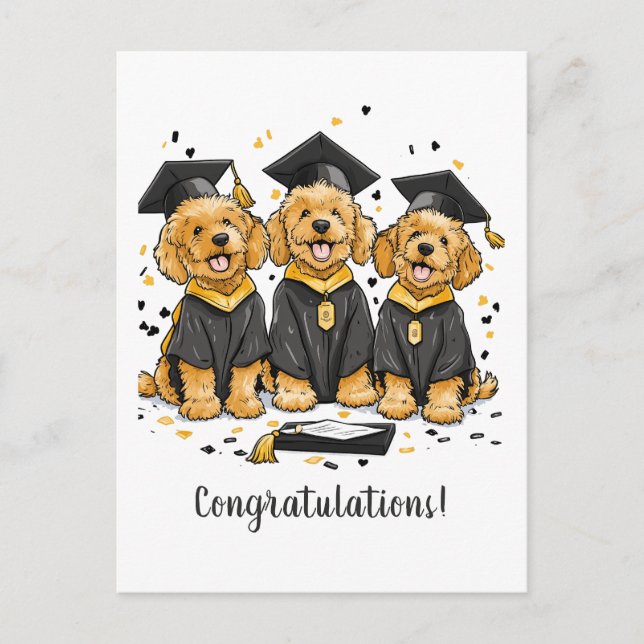 Carte Postale Félicitations diplômés Goldendoodle Dogs (Devant)