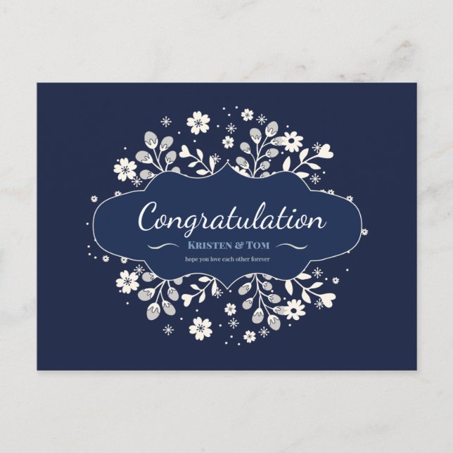 CARTE POSTALE FÉLICITATIONS DU JOUR DU MARIAGE POUR LES COUPLES (Devant)