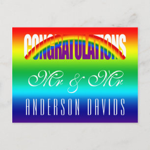 Carte Postale Félicitations Gay Couple Bright Arc-en-ciel drapea