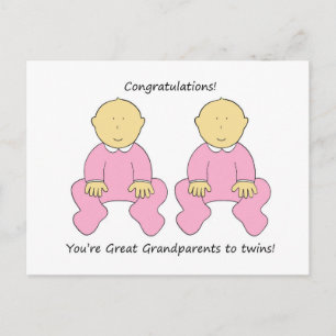 Carte Postale Félicitations grands-parents à Twin Girls.