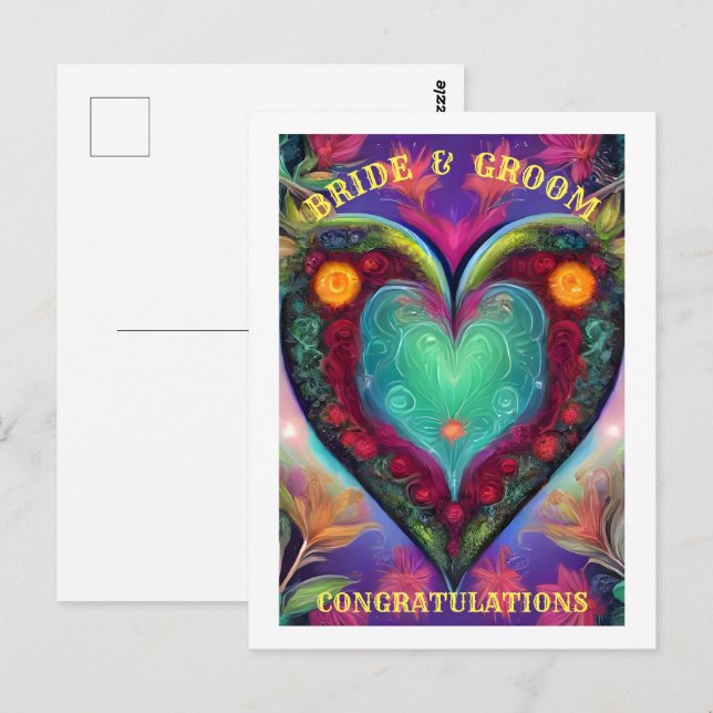 CARTE POSTALE FÉLICITATIONS MARIE ET MARIÉ   (Devant / Derrière)