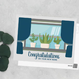Carte Postale Félicitations New Home Happy Houseréchauffer Fenêt