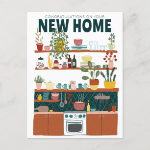 Carte Postale FÉLICITATIONS NOUVEAU DÉMÉNAGEMENT Maison Cuisine 