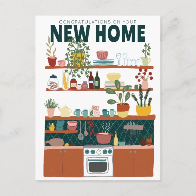 Carte Postale FÉLICITATIONS NOUVELLE MAISON DÉMÉNAGEMENT Cuisine (Devant)