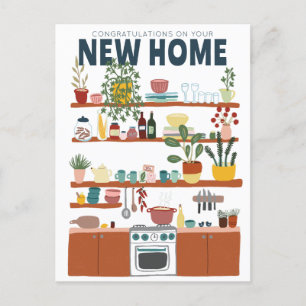 Carte Postale FÉLICITATIONS NOUVELLE MAISON DÉMÉNAGEMENT Cuisine