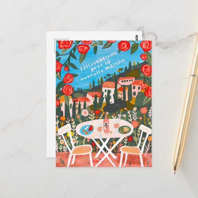 Carte Postale Félicitations Nouvelle Maison Vues sur la Campagne (Devant/Arrière en situation)
