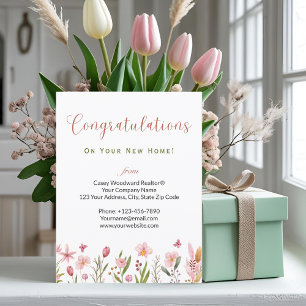 Carte Postale Félicitations personnalisées Realtor Floral
