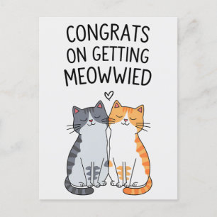 Carte Postale Félicitations pour avoir été Meowwied Mariage de c