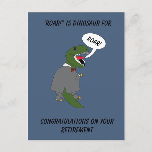 Carte Postale Félicitations pour la retraite - Dinosaure à perso (Devant)