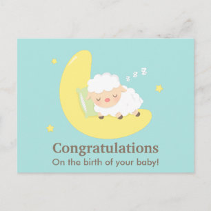 Carte Postale Félicitations pour l'agneau mignon qui dort Bébé n