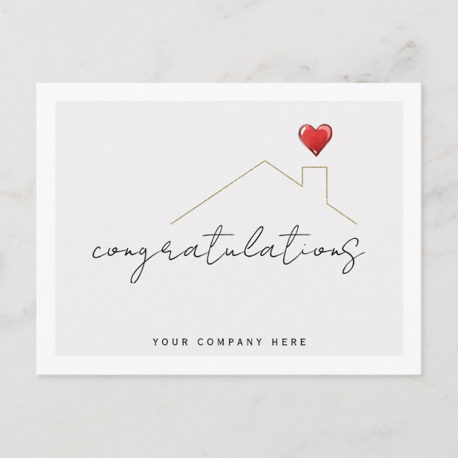 Carte Postale Félicitations pour votre nouvelle maison Cœur immo (Devant)