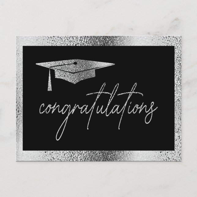 Carte Postale Félicitations Silver Grad Casquette Grad Grad Grad (Devant)