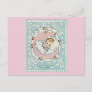 Carte Postale Félicitations vintages pour bébé