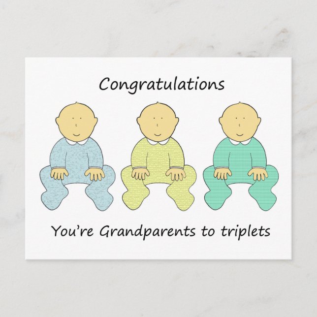Carte Postale Félicitations, vous êtes grands-parents à trois fo (Devant)