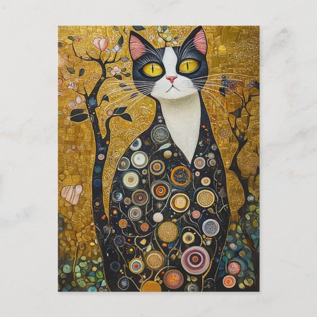 Carte Postale Feline céleste en or (Devant)