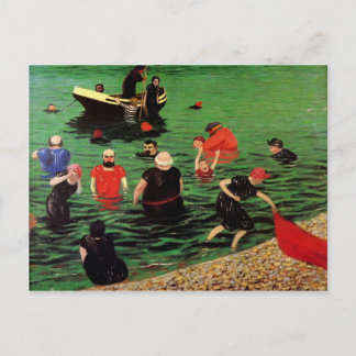 Carte Postale Felix Vallotton : Baignade à Etretat