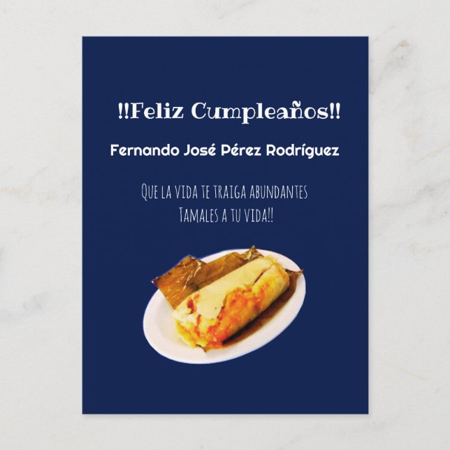 Carte Postale Feliz Cumpleaños à el Comelón de Tamales (Devant)