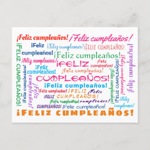 Carte Postale Feliz Cumpleaños Spanish Happy Birthday Word Cloud