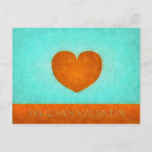 Carte Postale Feliz día de San Valentín. Postal Corazón Naranja.