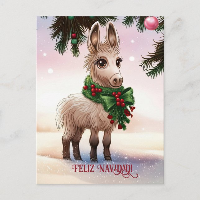 Carte postale Feliz Navidad Donkey Christmas (Devant)