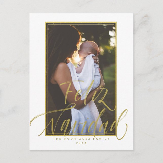 Carte Postale Feliz Navidad White Photo Noël (Devant)