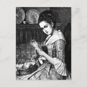 Carte Postale Femme à coudre