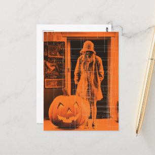 Carte Postale Femme à Orange Halloween